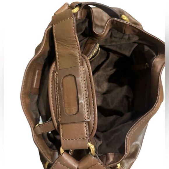 Auth Givenchy Brown Embossed Leather Small Shoulder Bag Hobo - Picture 15 of 16